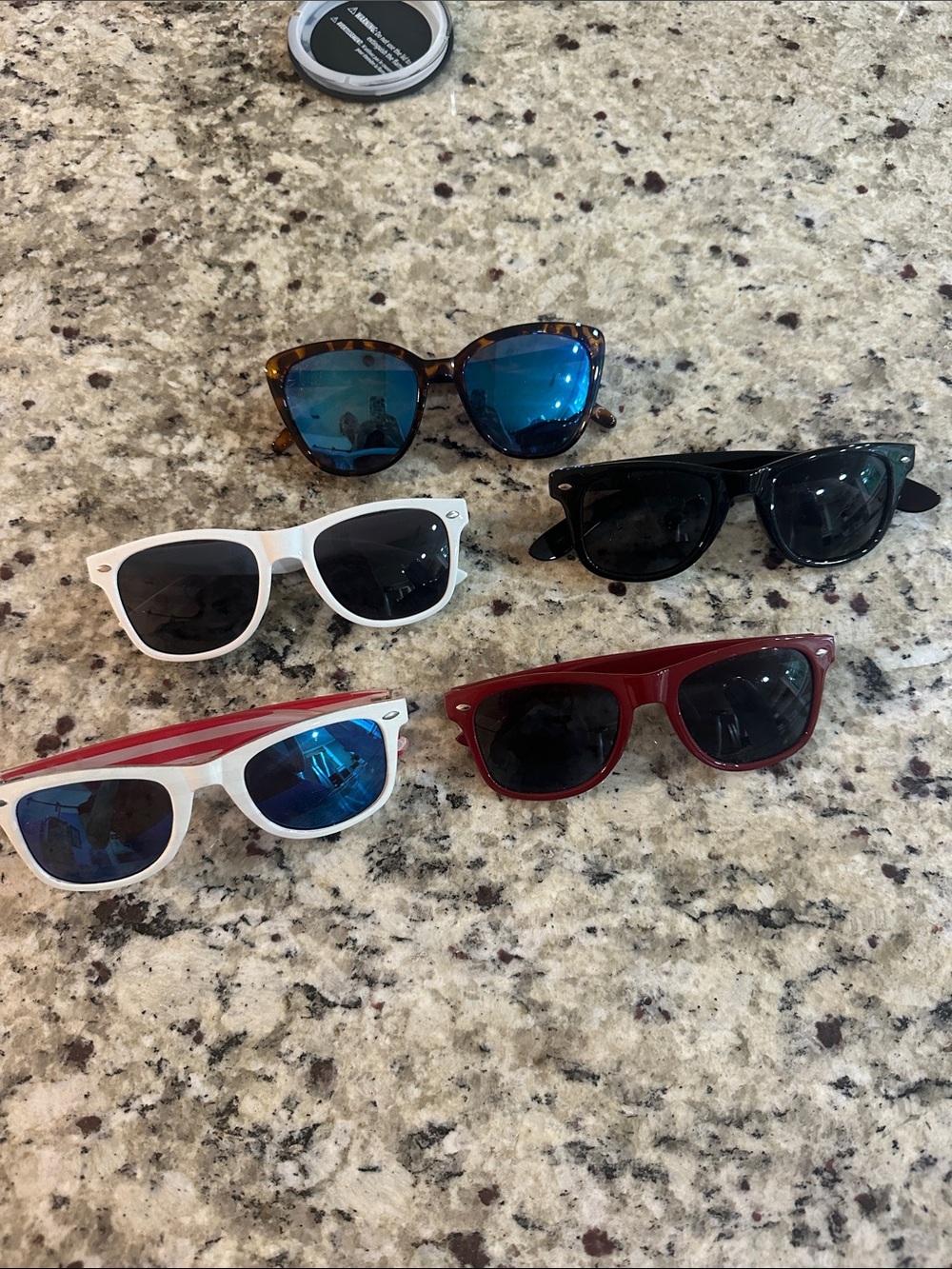 Sunglasses Pack of 5 – Assorted Colors (Tortoise, Black, White, Red)